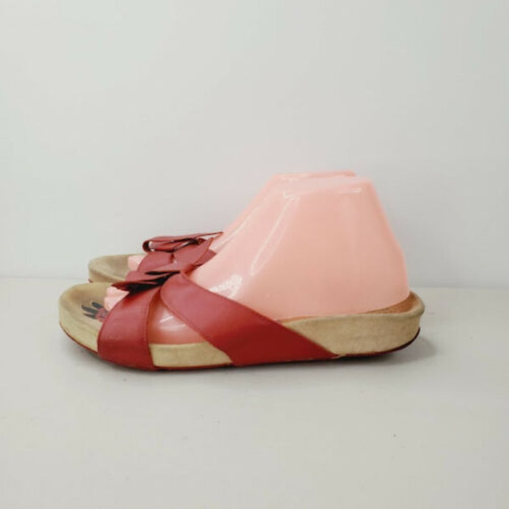 Naot Womens Red Leather Open Toe Comfort Slip On Slide Sandals Size US 9.5.